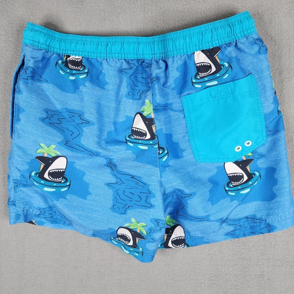 American Eagle Swim Trunks‎ Mens Medium Blue Excellent Shark Print Mesh Lined
